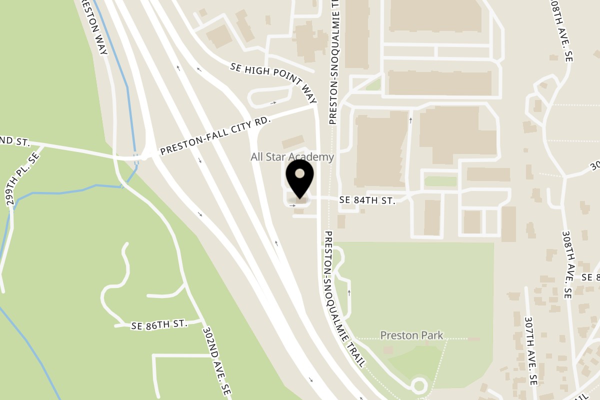 Map showing the location of Rhodies Smokin BBQ on 30375 SE High Point Way in Issaquah